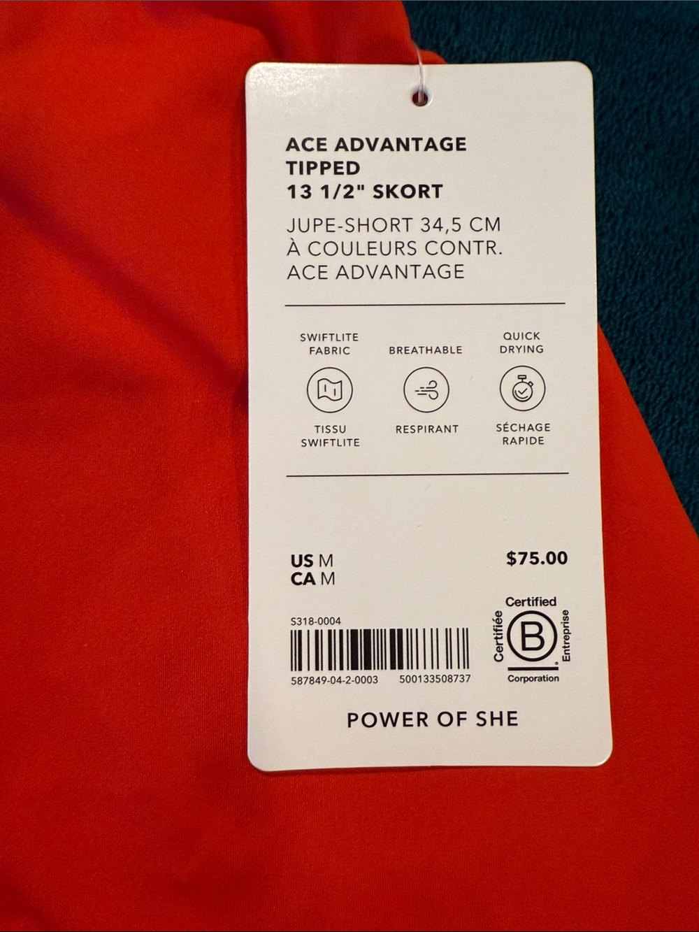 Athleta Ace Advantage Bright Red Athletic Skort with Elastic Waistband - Picture 2 of 5
